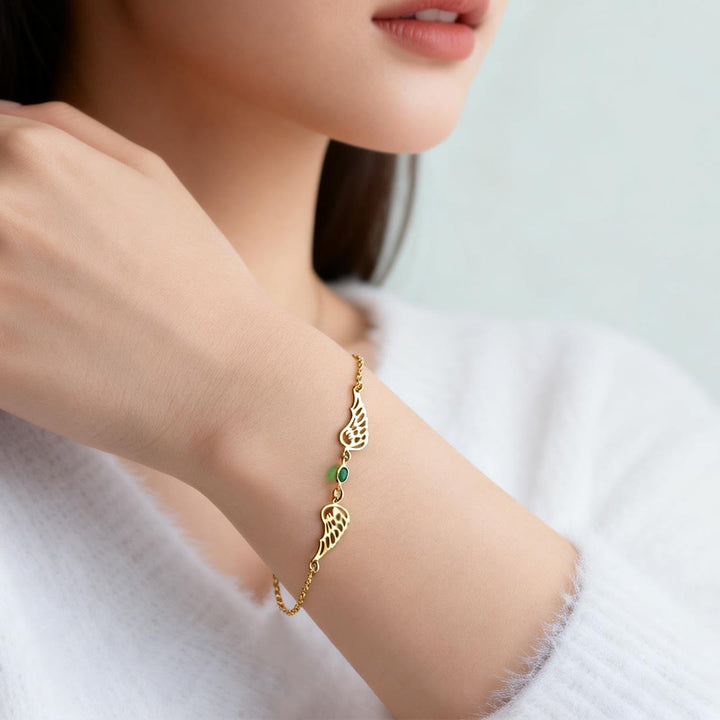 Olivenorma Elegant Birthstone Angel Wings Bracelet - image 5
