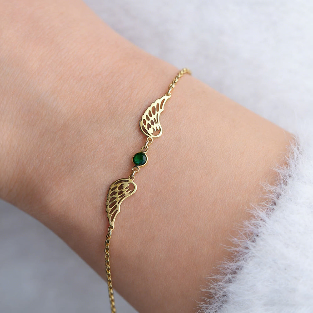 Olivenorma Elegant Birthstone Angel Wings Bracelet - image 1