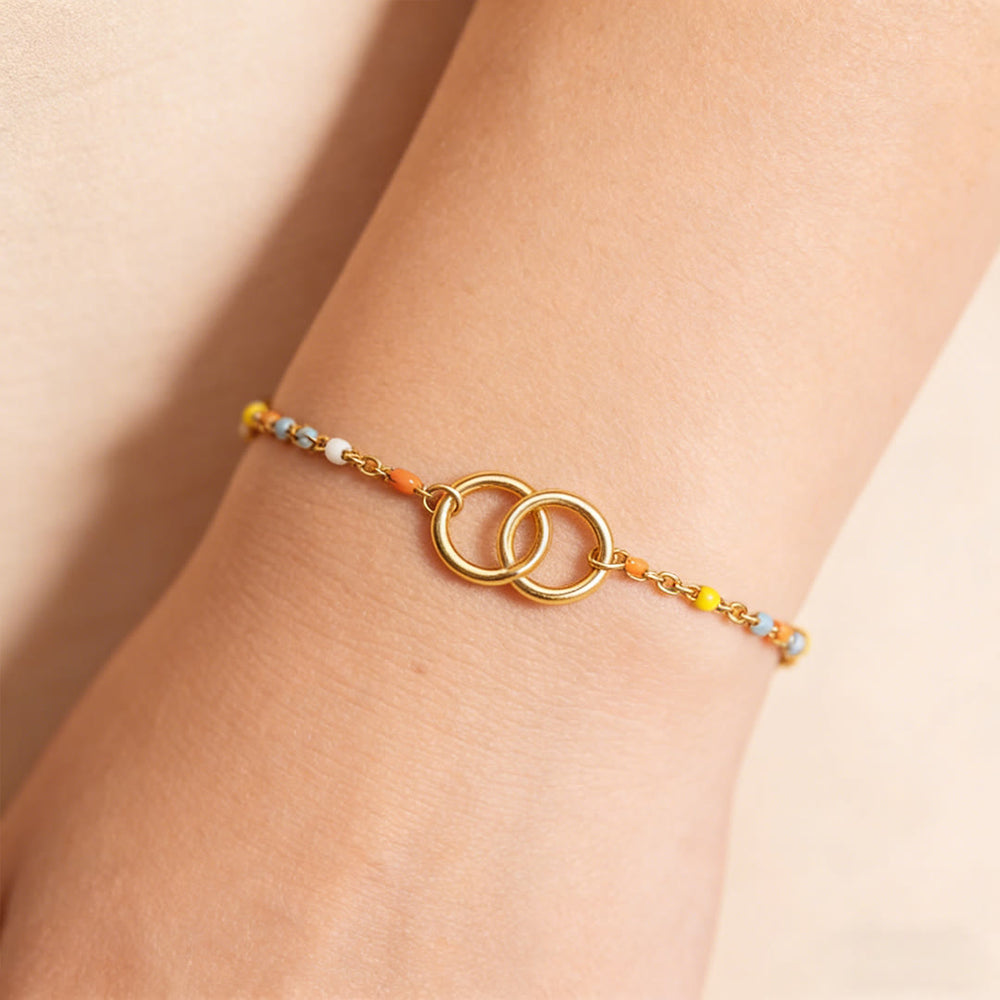 Olivenorma Double Ring Colorful Sisters Bracelet - Gold - image 1