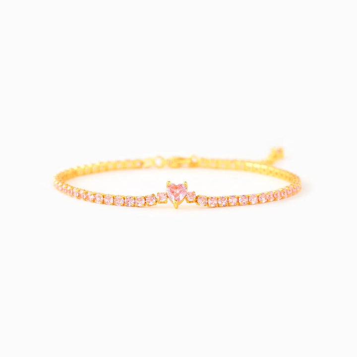 Olivenorma Love Pink Zircon Heart Bracelet - image 5