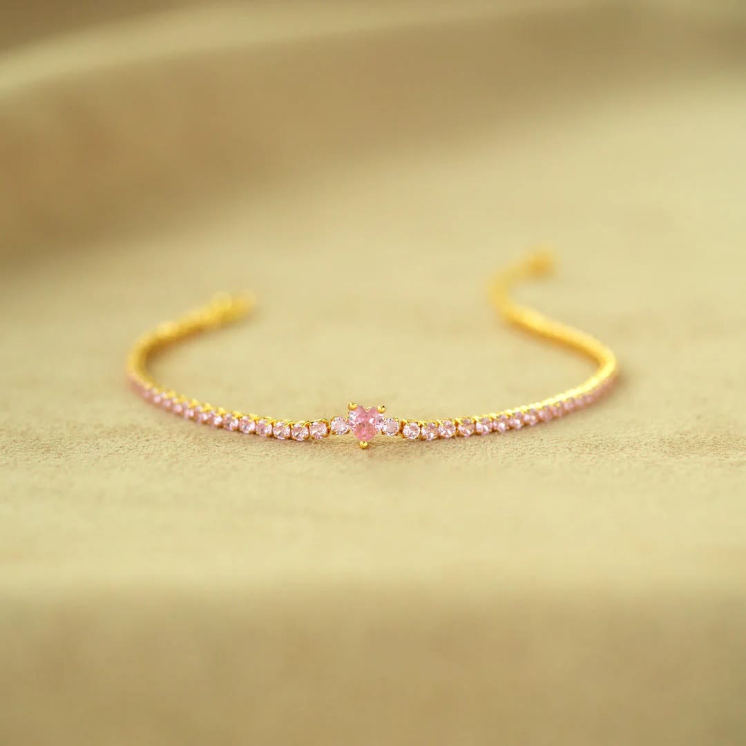Olivenorma Love Pink Zircon Heart Bracelet - image 6