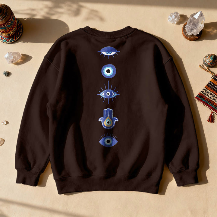 Olivenorma Stylish Evil Eye Element Printed Sweatshirt - Brown - 2XL - image 4