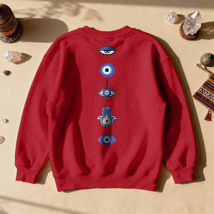 Olivenorma Stylish Evil Eye Element Printed Sweatshirt - Red - 2XL - image 7