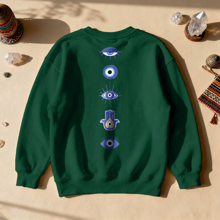 Olivenorma Stylish Evil Eye Element Printed Sweatshirt - Green - 2XL - image 8