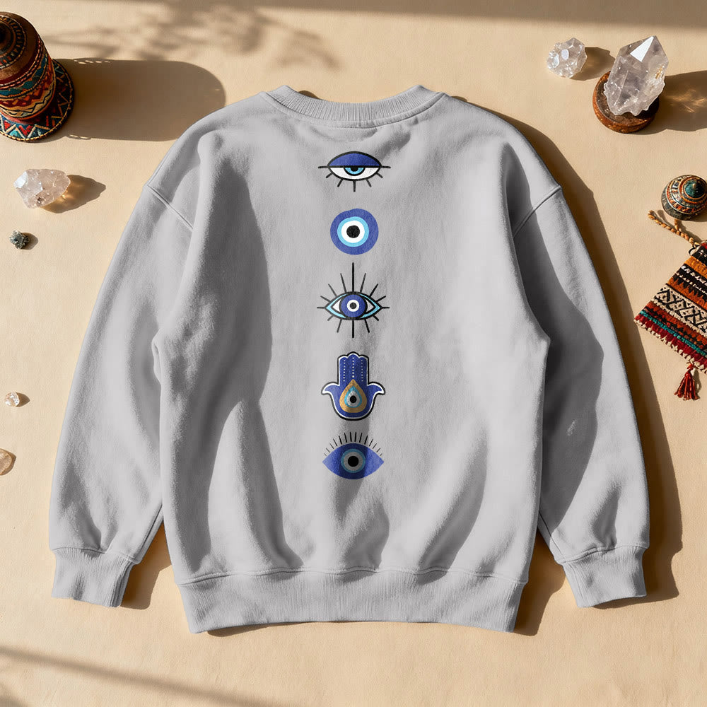 Olivenorma Stylish Evil Eye Element Printed Sweatshirt - Grey - 2XL - image 2