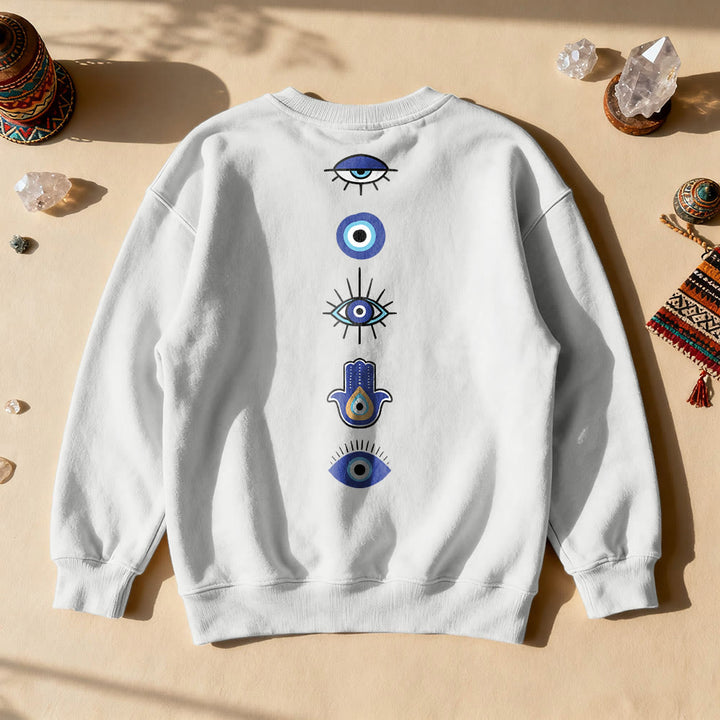 Olivenorma Stylish Evil Eye Element Printed Sweatshirt - White - 2XL - image 3