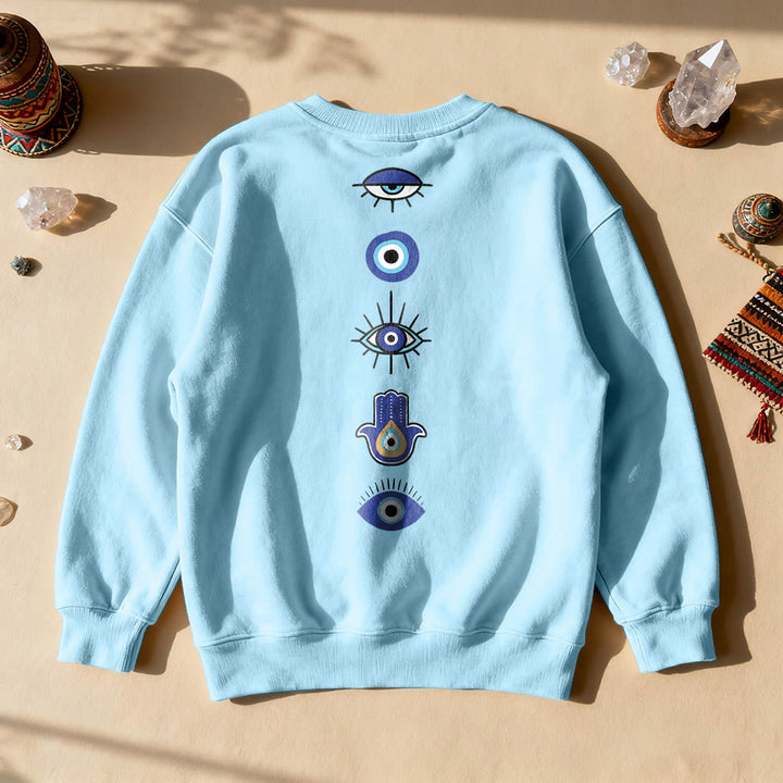 Olivenorma Stylish Evil Eye Element Printed Sweatshirt - Blue - 2XL - image 5