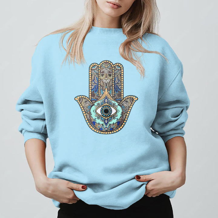 Olivenorma Chic Evil Eye Hamsa Hand Sweatshirt - image 14