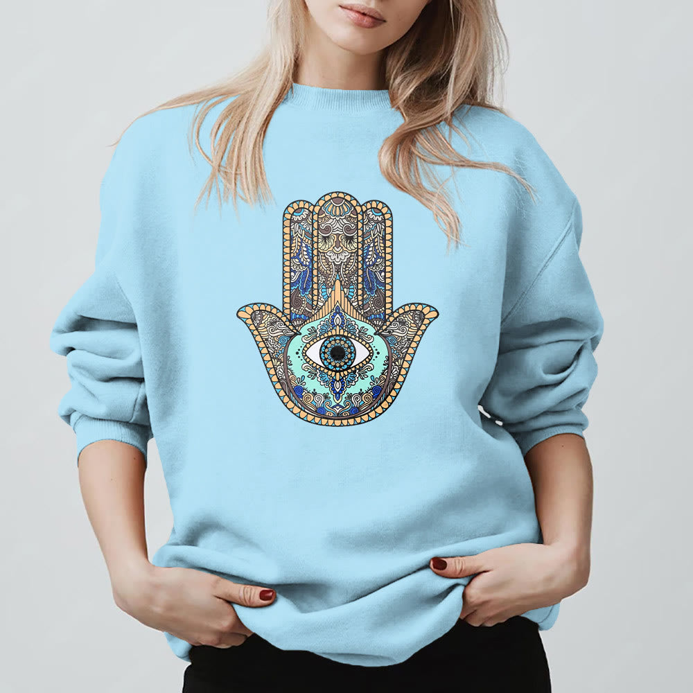 Olivenorma Chic Evil Eye Hamsa Hand Sweatshirt - image 10