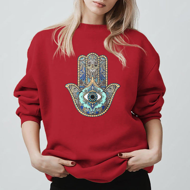 Olivenorma Chic Evil Eye Hamsa Hand Sweatshirt - image 16