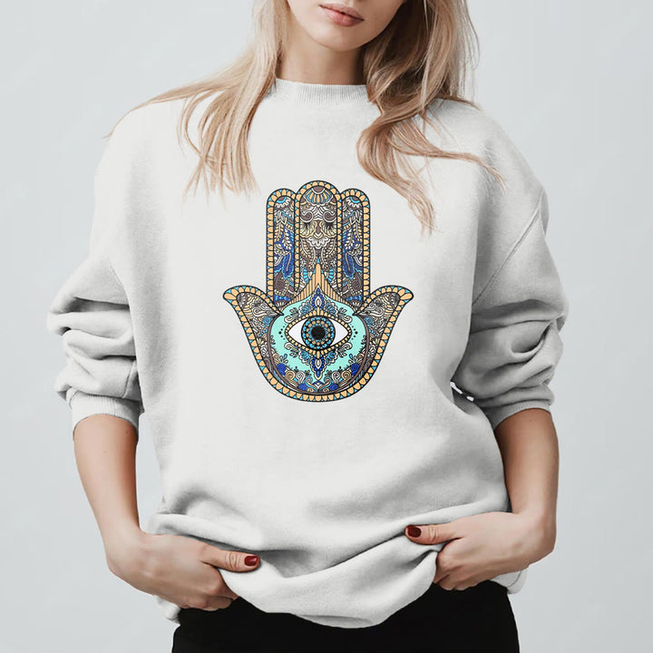 Olivenorma Chic Evil Eye Hamsa Hand Sweatshirt - image 4