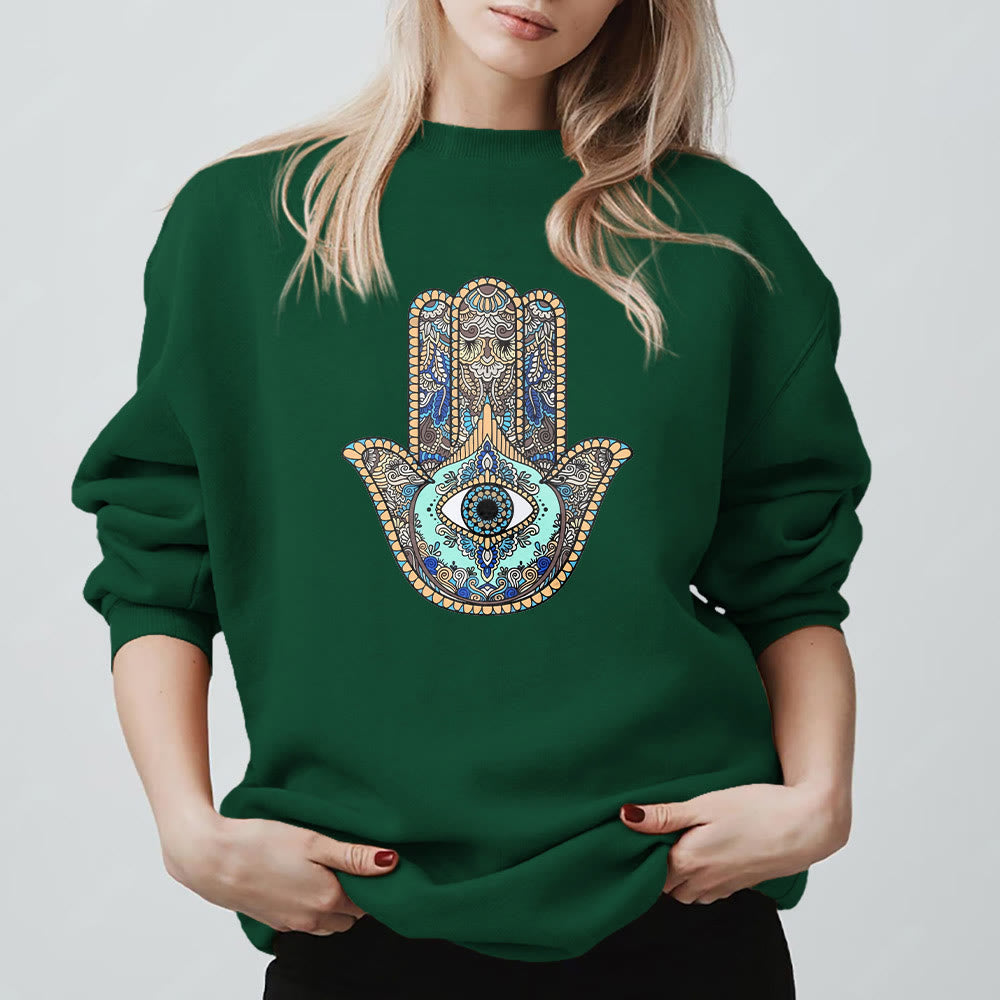 Olivenorma Chic Evil Eye Hamsa Hand Sweatshirt - image 14