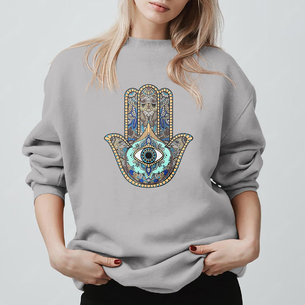 Olivenorma Chic Evil Eye Hamsa Hand Sweatshirt - image 4