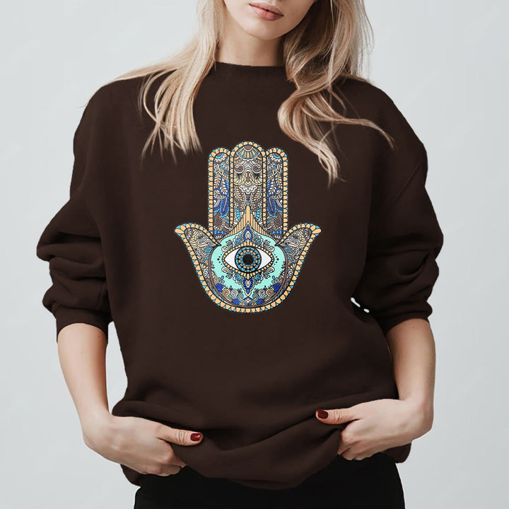 Olivenorma Chic Evil Eye Hamsa Hand Sweatshirt - image 10