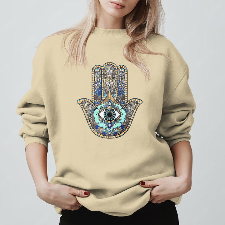 Olivenorma Chic Evil Eye Hamsa Hand Sweatshirt - image 8