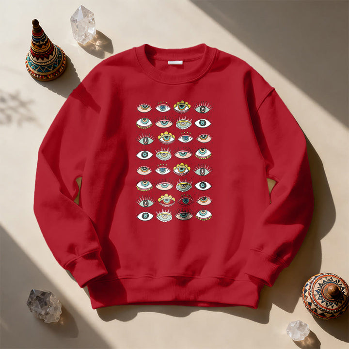 Olivenorma Fashionable Multi Evil Eye Symbol Sweatshirt - Red - 2XL - image 15