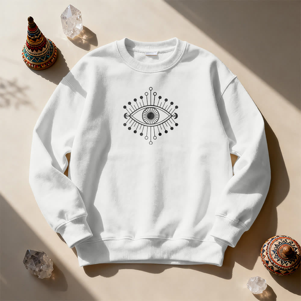 Olivenorma Vogue Demon Eye Designed Sweatshirt - White - 2XL - image 3