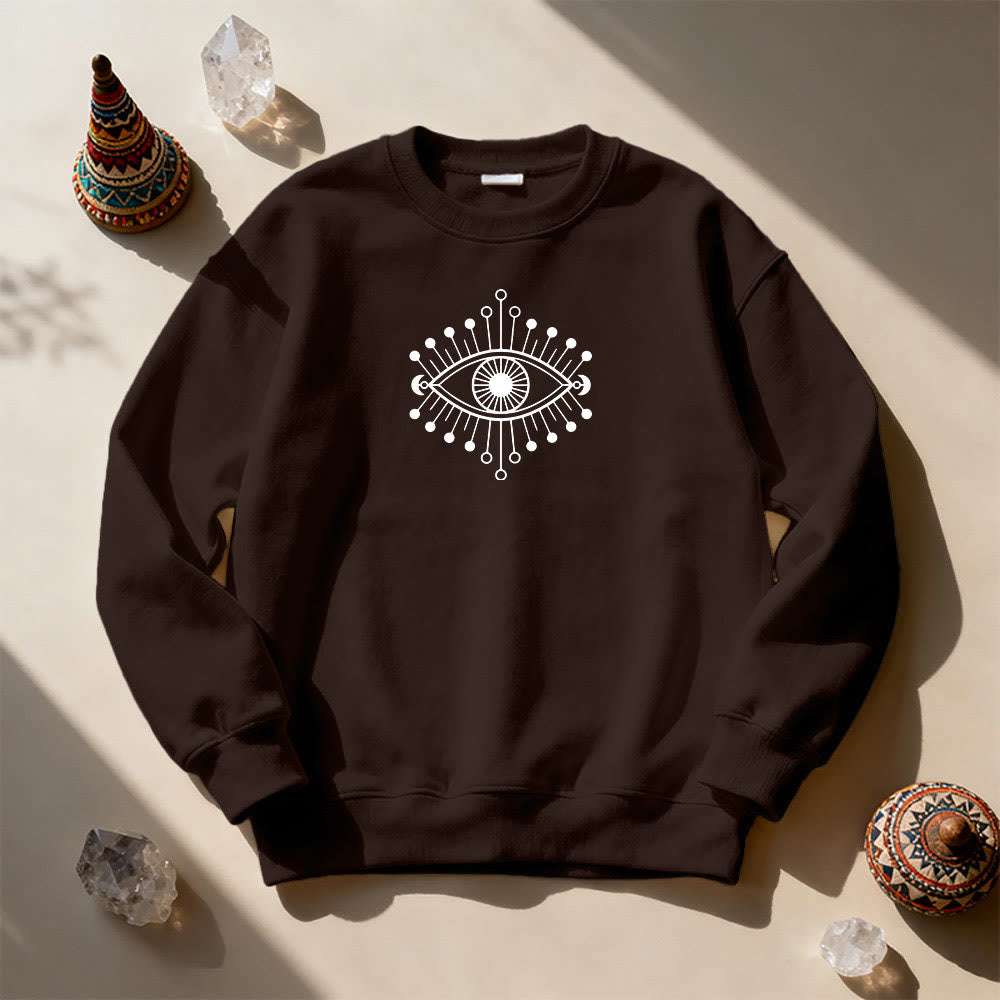 Olivenorma Vogue Demon Eye Designed Sweatshirt - Brown - 2XL - image 9