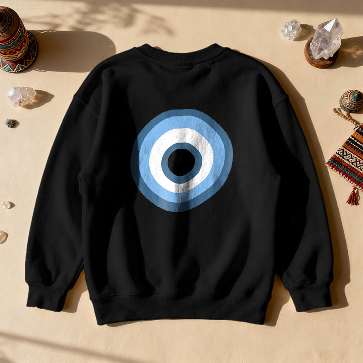Olivenorma Unisex Blue Evil Eye Sweatshirt - Black - 2XL - image 10