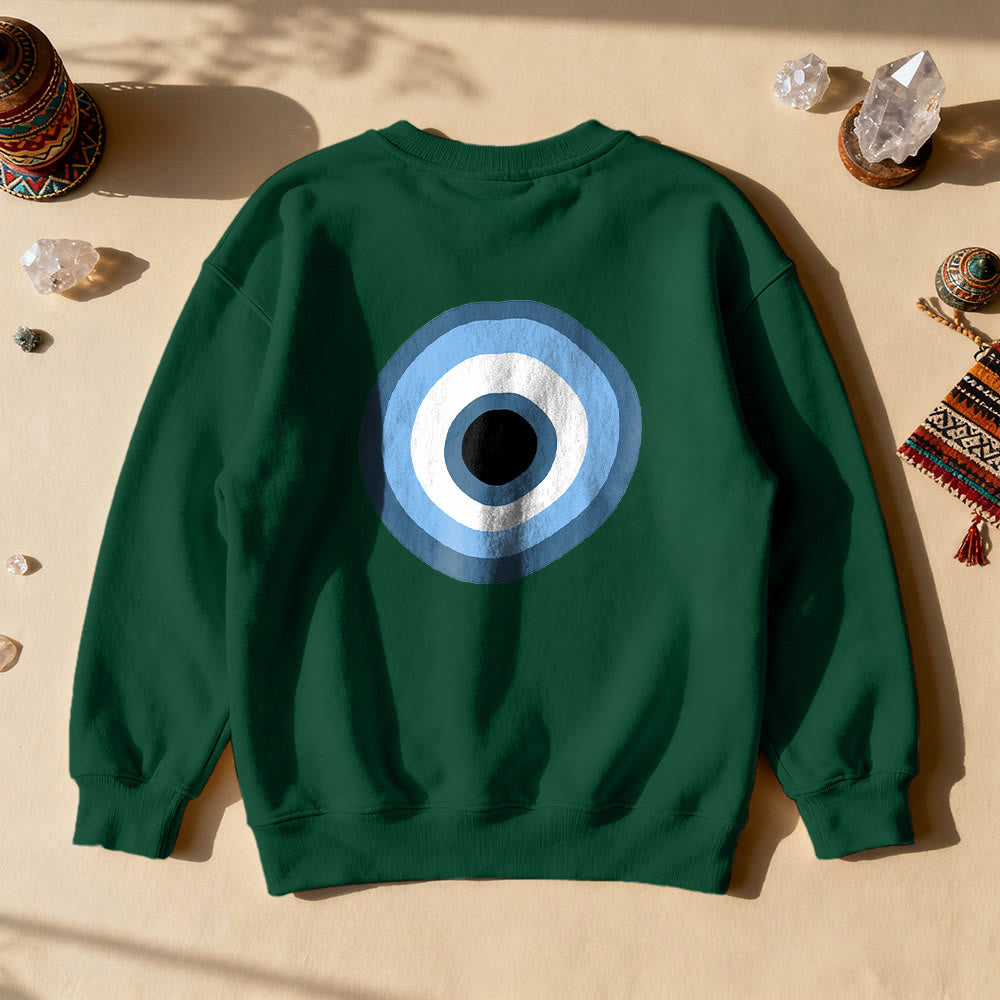 Olivenorma Unisex Blue Evil Eye Sweatshirt - Green - 2XL - image 0