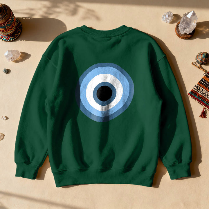 Olivenorma Unisex Blue Evil Eye Sweatshirt - Green - 2XL - image 0