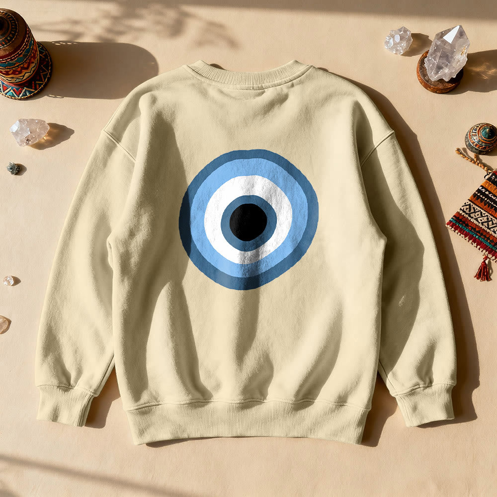 Olivenorma Unisex Blue Evil Eye Sweatshirt - Khaki - 2XL - image 17