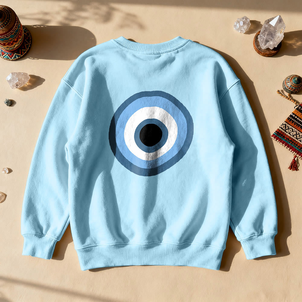 Olivenorma Unisex Blue Evil Eye Sweatshirt - Blue - 2XL - image 4