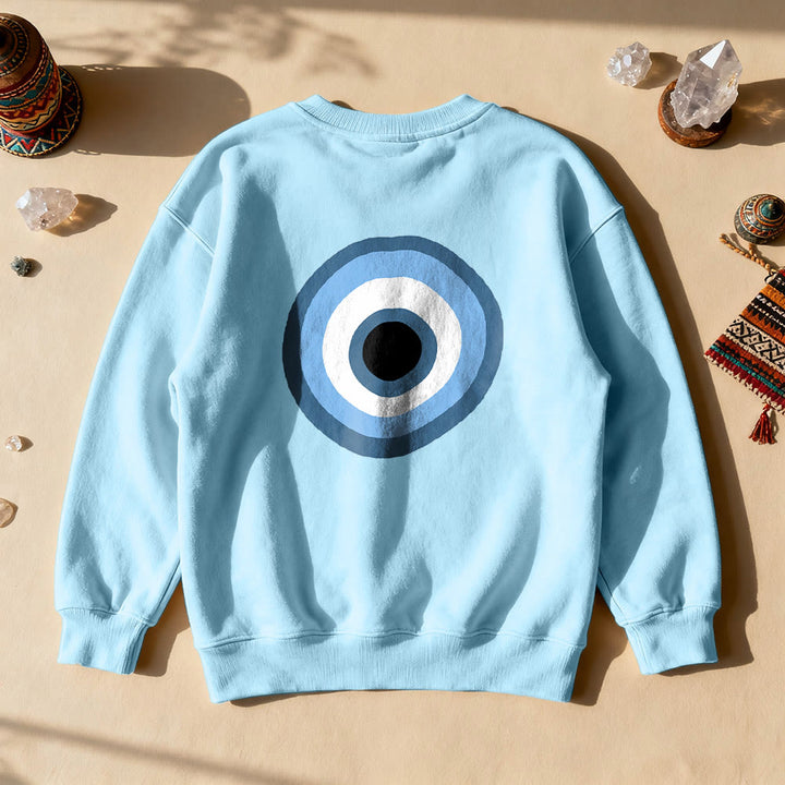 Olivenorma Unisex Blue Evil Eye Sweatshirt - Blue - 2XL - image 4