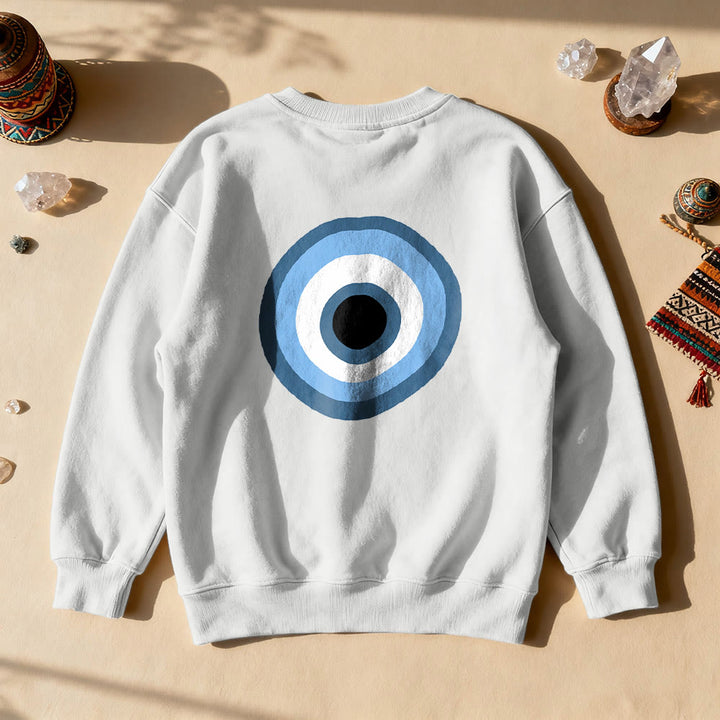 Olivenorma Unisex Blue Evil Eye Sweatshirt - White - 2XL - image 7