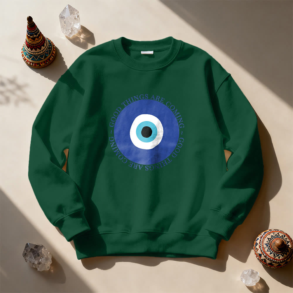 Olivenorma Vintage Classic Evil Eye Design Sweatshirt - Green - 2XL - image 0