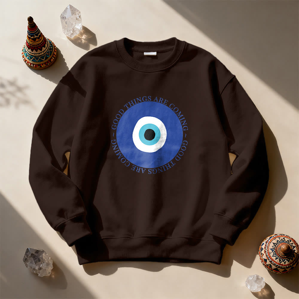 Olivenorma Vintage Classic Evil Eye Design Sweatshirt - Brown - 2XL - image 9