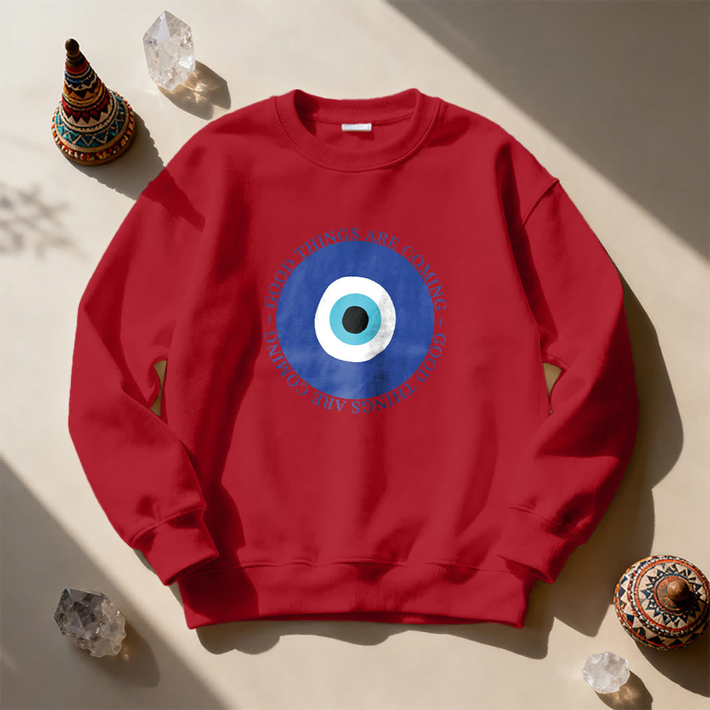 Olivenorma Vintage Classic Evil Eye Design Sweatshirt - Red - 2XL - image 15