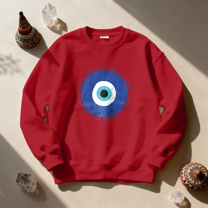 Olivenorma Vintage Classic Evil Eye Design Sweatshirt - Red - 2XL - image 15