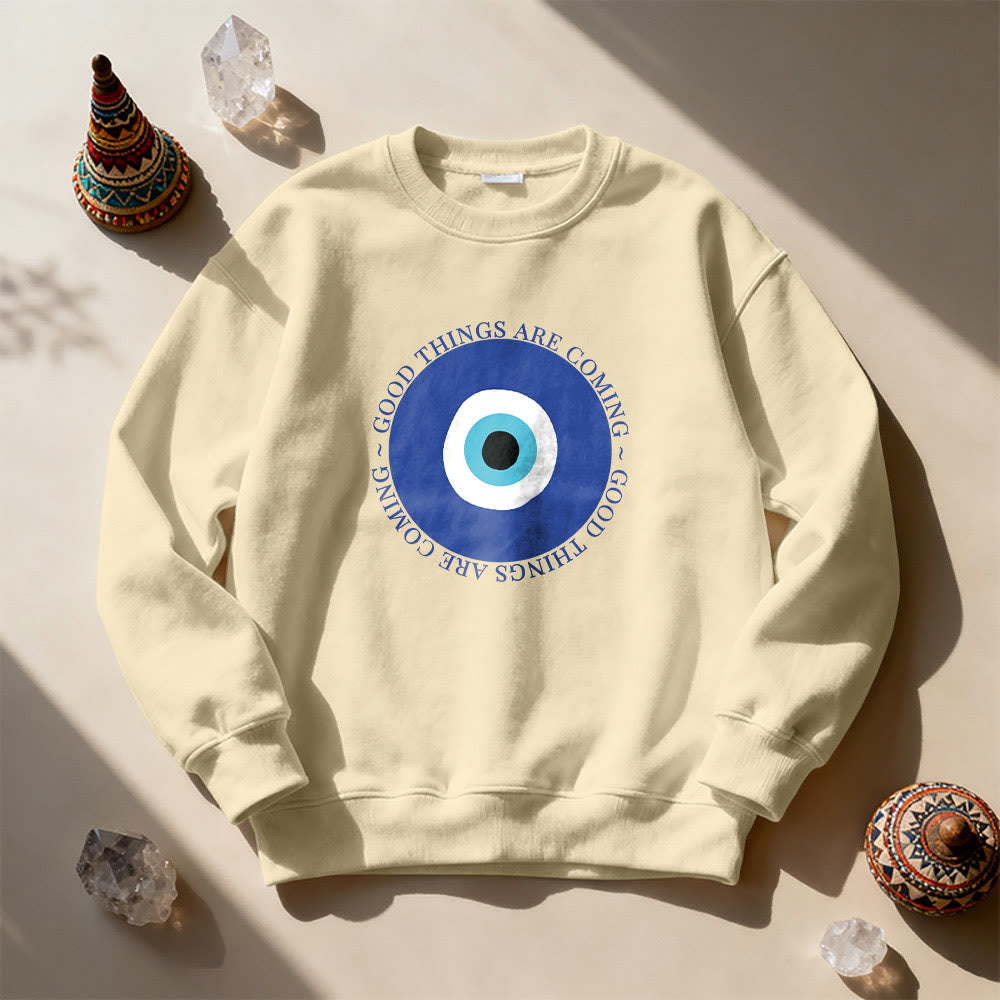 Olivenorma Vintage Classic Evil Eye Design Sweatshirt - Khaki - 2XL - image 11