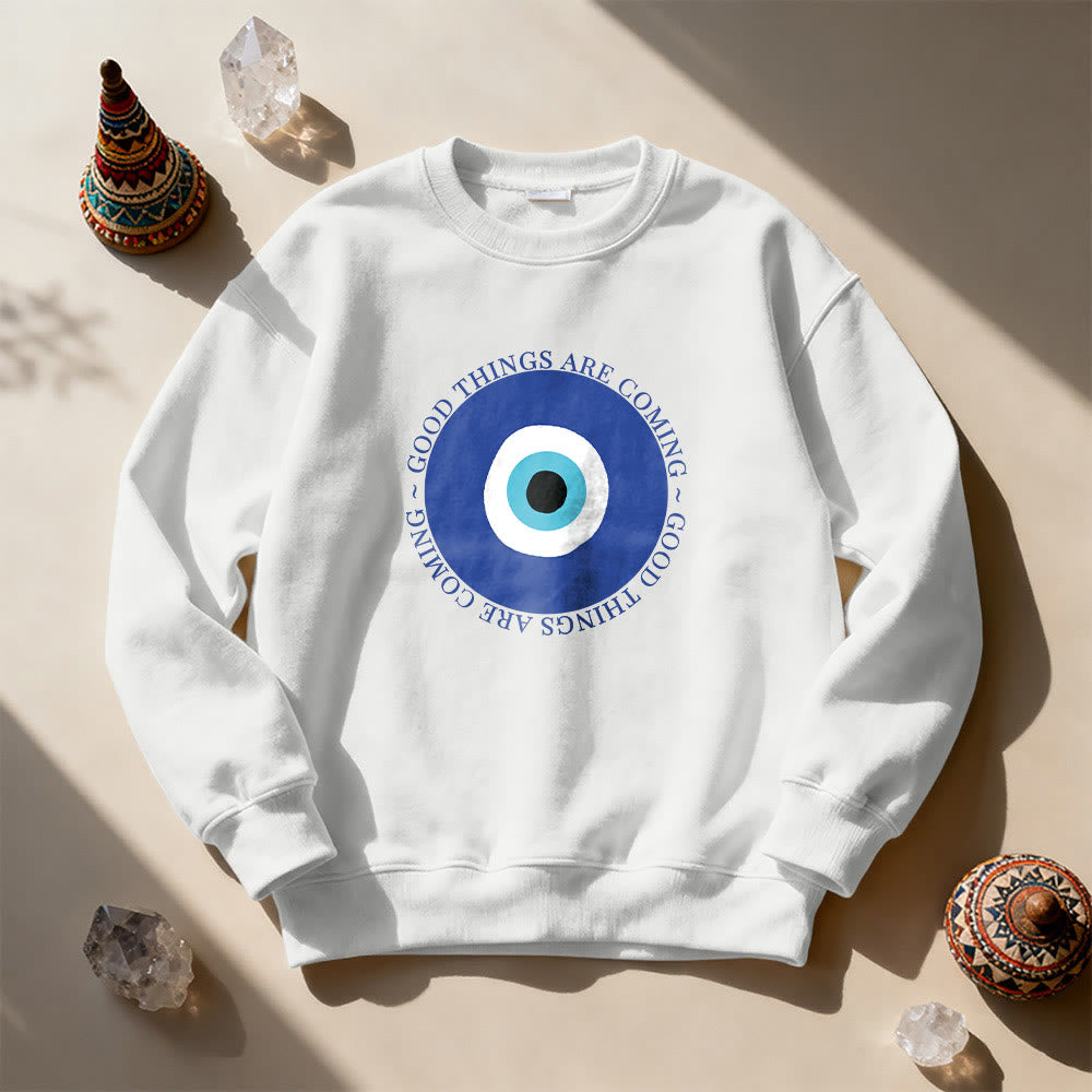 Olivenorma Vintage Classic Evil Eye Design Sweatshirt - White - 2XL - image 1