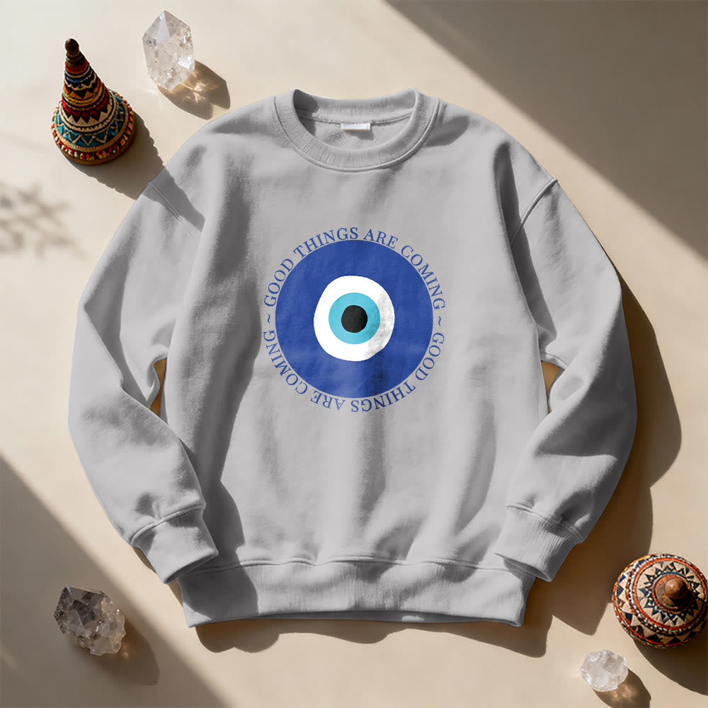 Olivenorma Vintage Classic Evil Eye Design Sweatshirt - Grey - 2XL - image 7