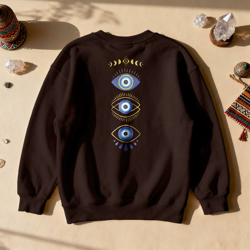 Olivenorma Layered Evil Eye Moon Phases Sweatshirt - Brown - 2XL - image 13