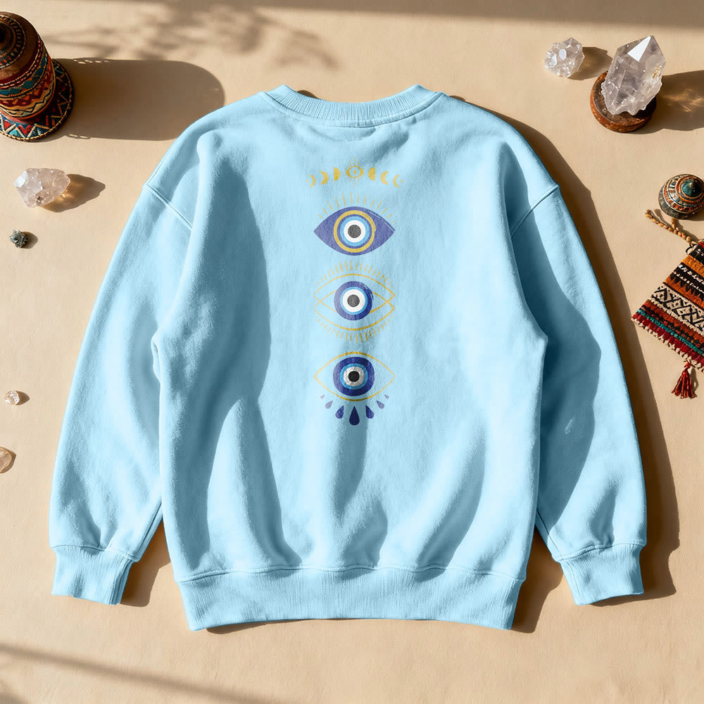 Olivenorma Layered Evil Eye Moon Phases Sweatshirt - Blue - 2XL - image 19