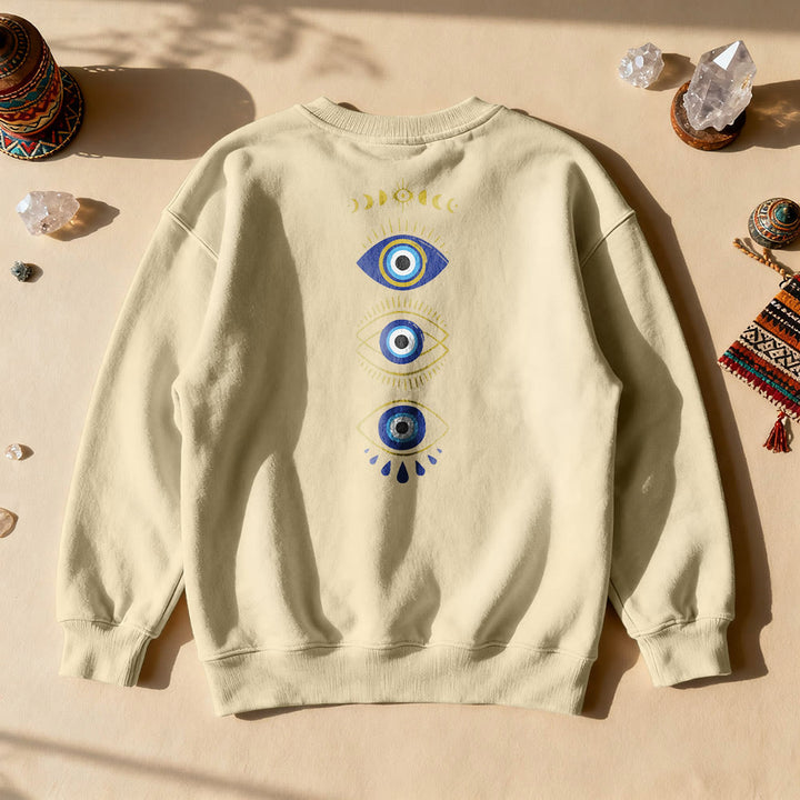 Olivenorma Layered Evil Eye Moon Phases Sweatshirt - Khaki - 2XL - image 14