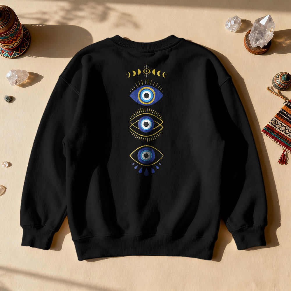 Olivenorma Layered Evil Eye Moon Phases Sweatshirt - Black - 2XL - image 5