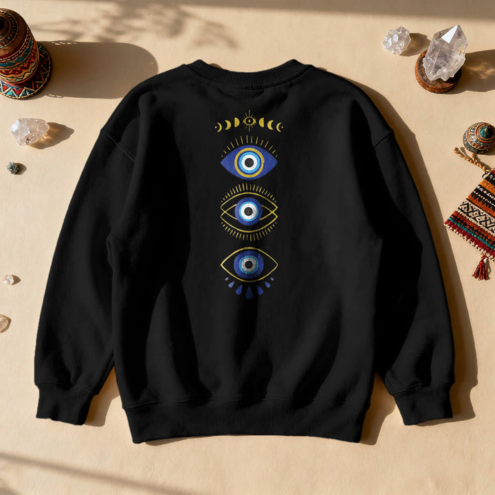 Olivenorma Layered Evil Eye Moon Phases Sweatshirt - Black - 2XL - image 5