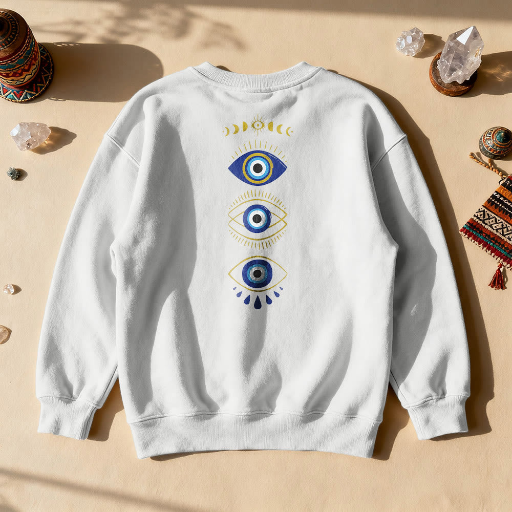 Olivenorma Layered Evil Eye Moon Phases Sweatshirt - White - 2XL - image 2