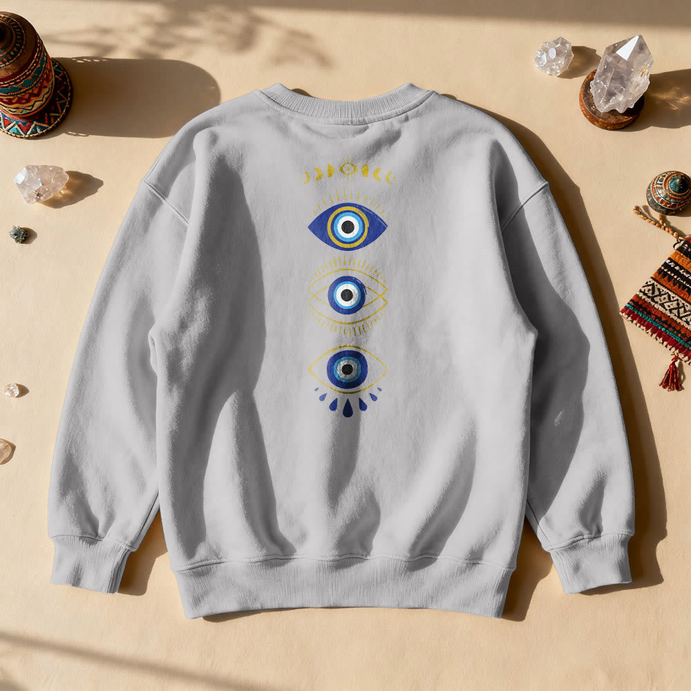 Olivenorma Layered Evil Eye Moon Phases Sweatshirt - Grey - 2XL - image 10