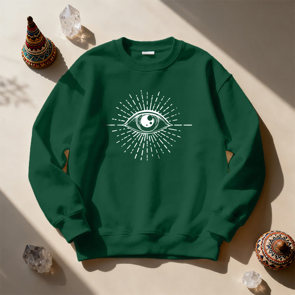 Olivenorma Spiritual Evil Eye Sunburst Sweatshirt  - Green - 2XL - image 1