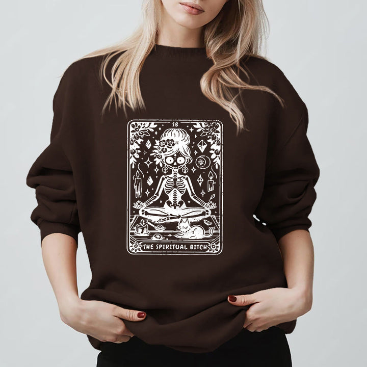 Olivenorma"THE SPIRITUAL BITCH"Tarot Spiritual Skeleton Sweatshirt  - image 10