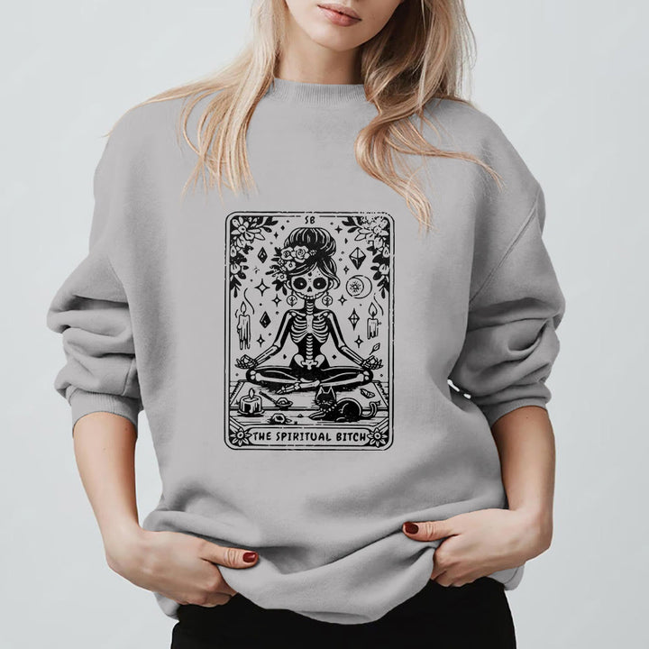 Olivenorma"THE SPIRITUAL BITCH"Tarot Spiritual Skeleton Sweatshirt  - image 8