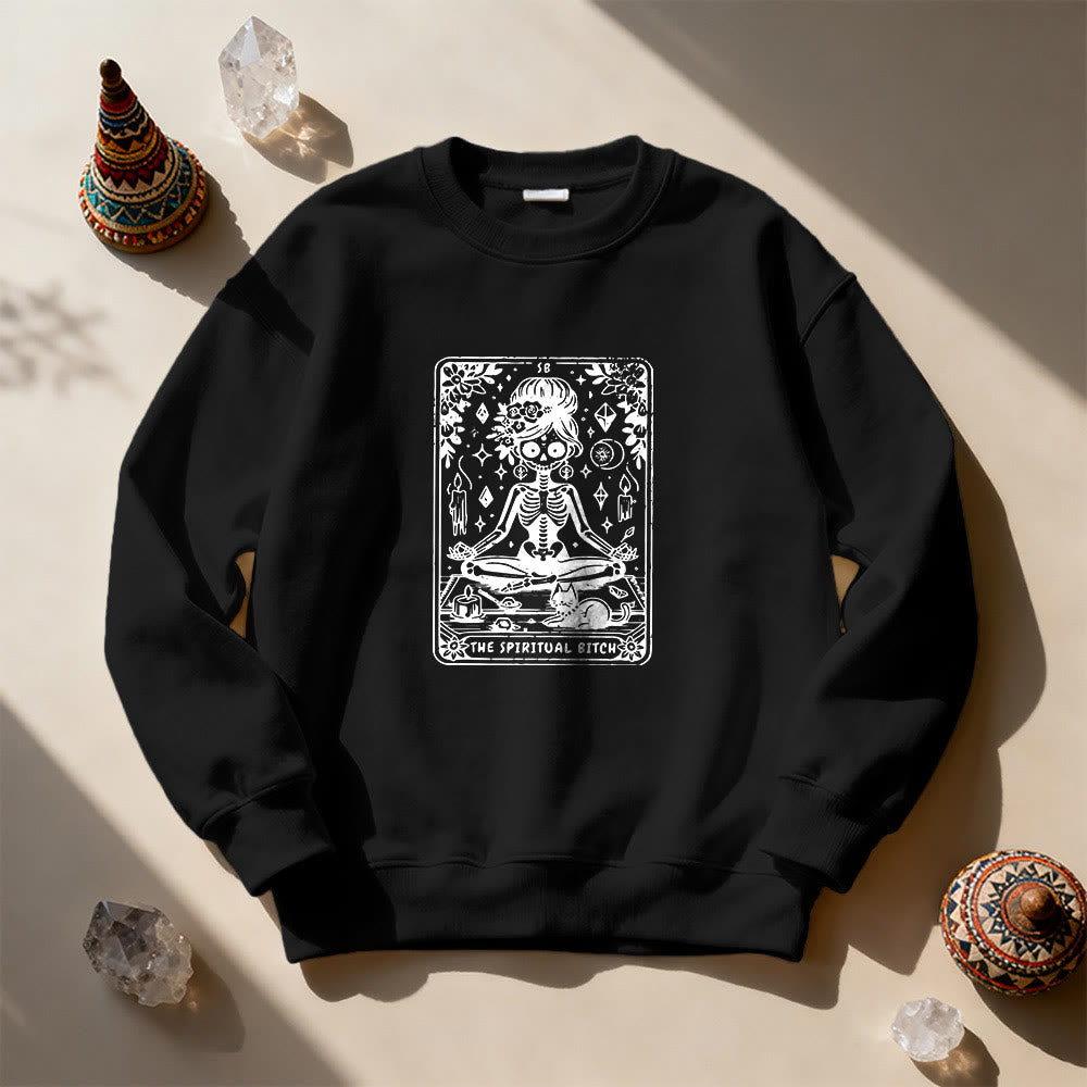 Olivenorma"THE SPIRITUAL BITCH"Tarot Spiritual Skeleton Sweatshirt  - Black - 2XL - image 3
