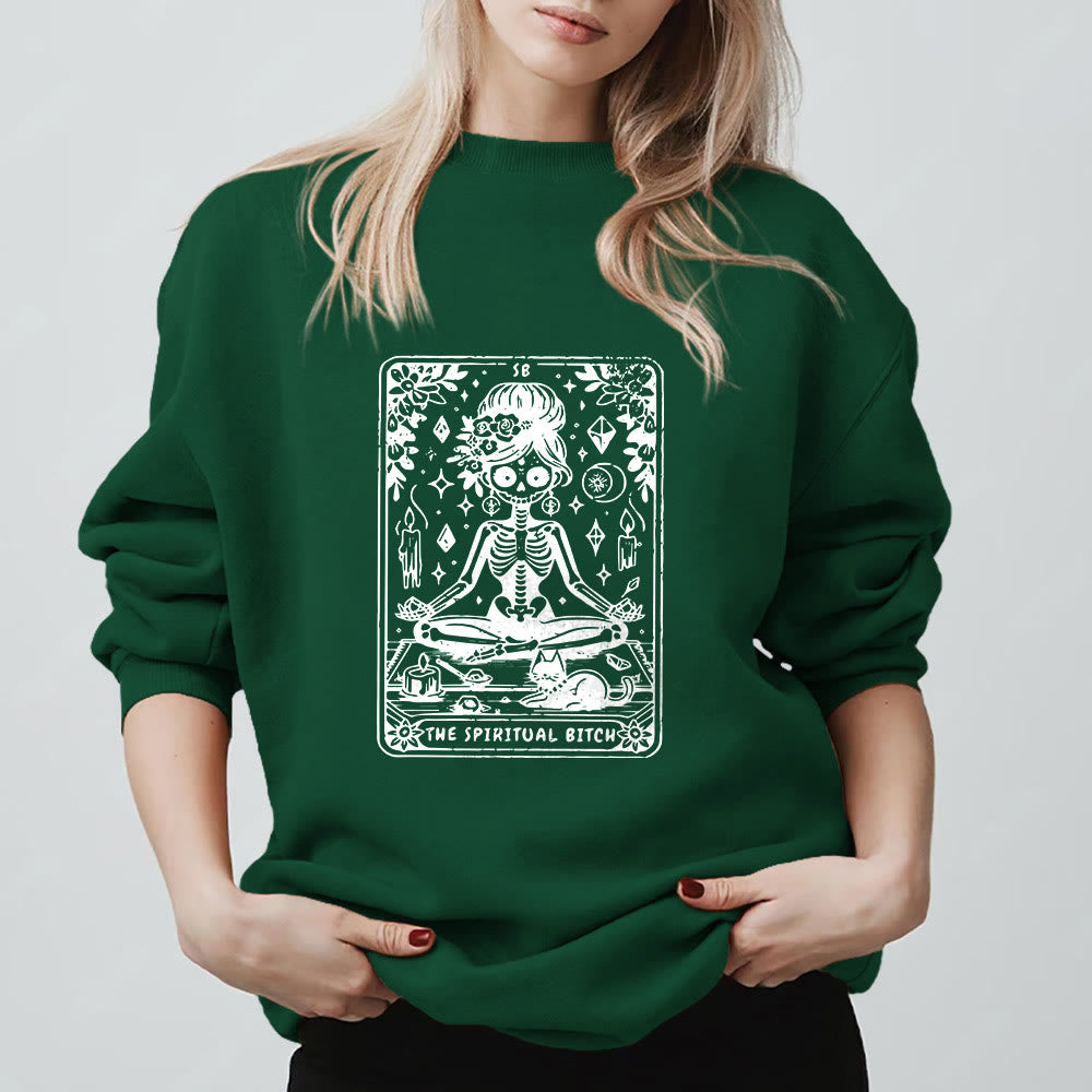 Olivenorma"THE SPIRITUAL BITCH"Tarot Spiritual Skeleton Sweatshirt  - image 1