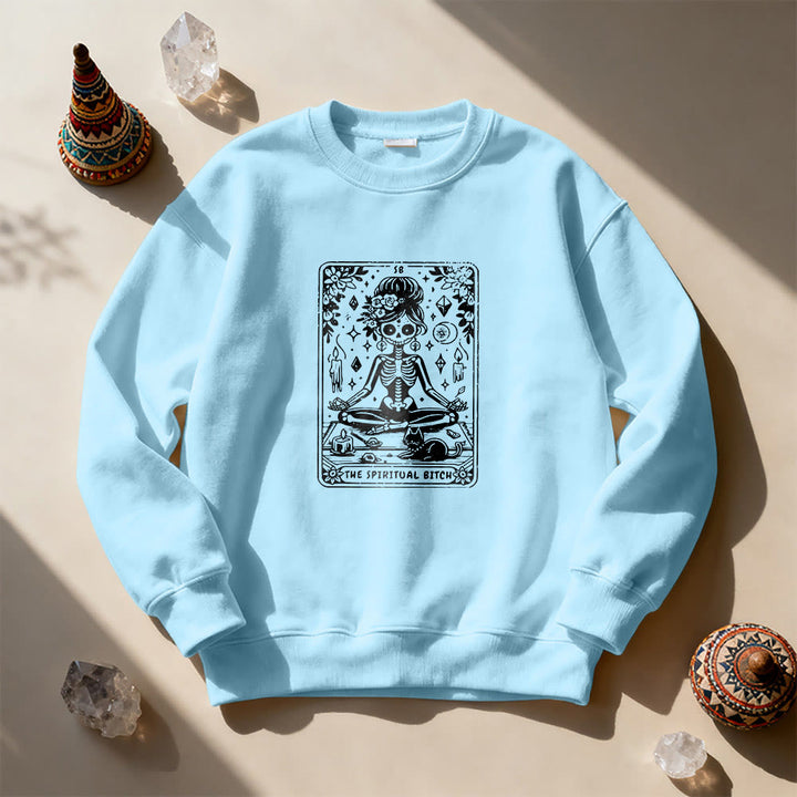 Olivenorma"THE SPIRITUAL BITCH"Tarot Spiritual Skeleton Sweatshirt  - Blue - 2XL - image 13