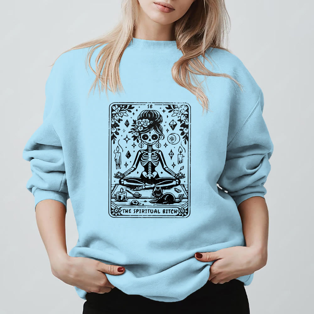 Olivenorma"THE SPIRITUAL BITCH"Tarot Spiritual Skeleton Sweatshirt  - image 14